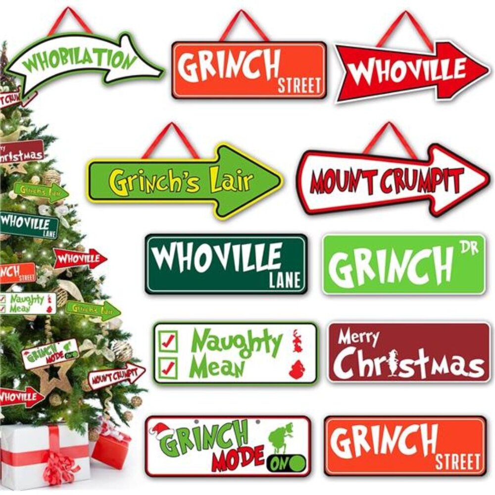 20 Pcs Grinchs Christmas Tree Ornaments, Holiday Hanging Decor for Home Indoor
